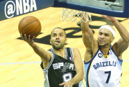 *In this May 25, 2013 photograph, San Antonio Spurs' point guard Tony Parker--AP Photo-Rogelio V. Solis