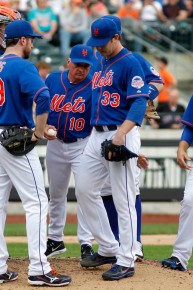 *Matt Harvey #33 of the New York Mets leaves the mound in the top--Andy Marlin-Getty Images-AFP