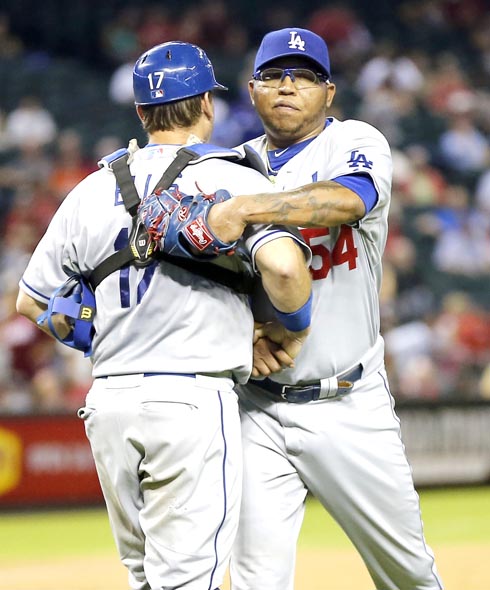 Belisario ha sido clave en la racha de victorias de los Dodgers . AP / Matt York 