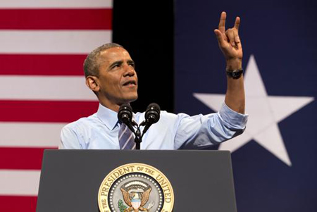El presidente Barack Obama habla en el Paramount Theatre, en Austin, Texas, el jueves 10 de julio de 2014. AP / JACQUELYN MARTIN 