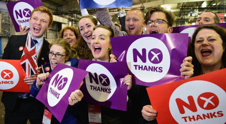  Escocia rechazó poner fin a una unión de 307 años con el Reino Unido