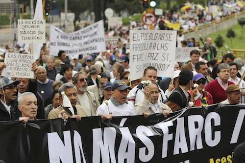 Protestaron contra la impunidad que según ellas habrá en el proceso de paz entre el gobierno y la guerrilla de las FARC Foto: AP