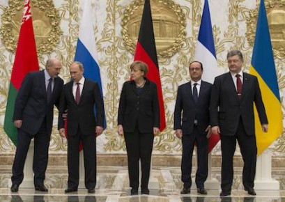 Angela Merkel, Vladimir Putin, Francois Hollande, Alexander Lukashenko, Petro Poroshenko