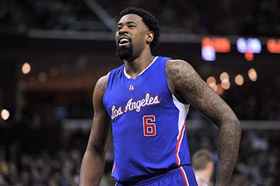 Los Angeles Clippers center DeAndre Jordan (6) plays in the first half of an NBA basketball game Friday, Feb. 27, 2015, in Memphis, Tenn. (AP Photo/Brandon Dill)