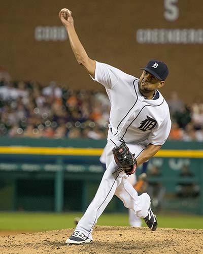 DETROIT, MI - AUGUST 03: Francisco Rodriguez #57 of the Detroit Tigers pitches in the ninth inning during a MLB game against the Chicago White Sox at Comerica Park on August 3, 2016 in Detroit, Michigan. The Tigers defeated the White Sox 2-1.   Dave Reginek/Getty Images/AFP