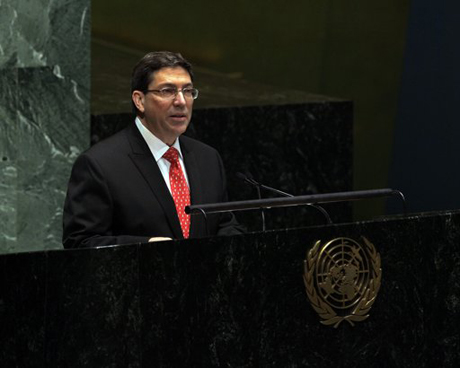 El canciller cubano Bruno Rodríguez habla ante la Asamblea General de la ONU sobre la necesidad de poner fin al embargo económico, comercial y financiero impuesto por Estados Unidos a Cuba.