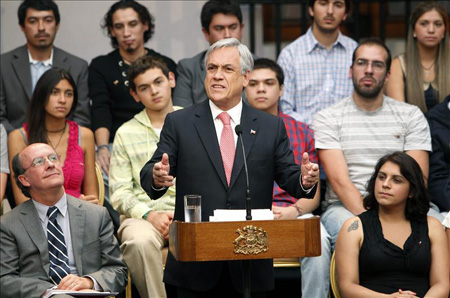 Piñera aludió al fallo de la CIJ del 19 de noviembre sobre el archipiélago de San Andrés en el diferendo marítimo entre Colombia y Nicaragua.