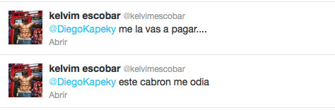 Los tweets de Kelvim Escobar contra Diego Kapeky