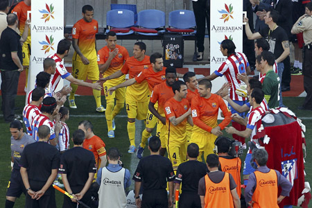 Los muchachos del Atlético de Madrid le hicieron el pasillo al campeón