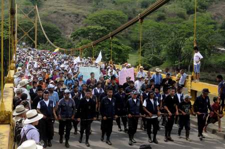 Los manifestantes demandan que el gobierno de JM Santos detenga los planes de destrucción de cultivos de coca en la zona del Catatumbo
