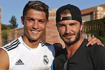 Cristiano Ronaldo y David Beckham se reencontraron en el campo de entrenamiento del Real Madrid