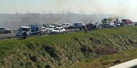 El choque en cadena se produjo en el kilómetro 128 de la Autovía 2, que conecta Buenos Aires y la costera Mar del Plata