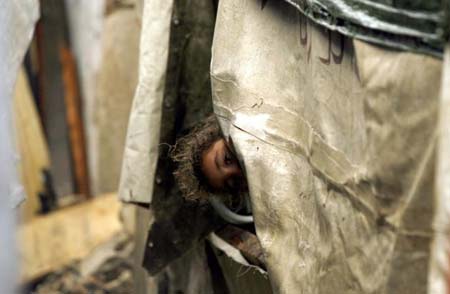 Un niño refugiado palestino que tuvo que huir de un campo de Siria cuando aumentó el conflicto entre el régimen sirio y los rebeldes, asomado a la tienda de campaña donde vive en Ain El-Helweh.
AFP