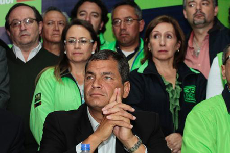 El presidente Rafael Correa, durante una rueda de prensa el domingo 23 de febrero en Quito
AFP / JUAN CEVALLOS