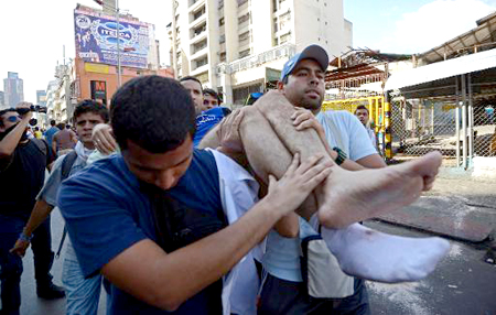 Cerca de 30 personas resultaron heridas hace una semana en Caracas, luego de una la marcha de estudiantes