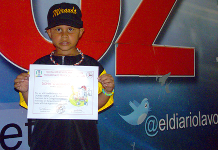 Donato Romano, con apenas 6 años de edad, es la figura estrella del Campeonato Nacional de la Categoría  iniciación, realizado en Barquisimeto estado Lara