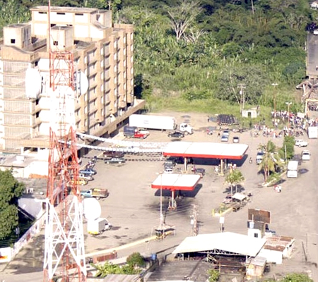 Vista aérea de la entrada principal a la población de Cúpira