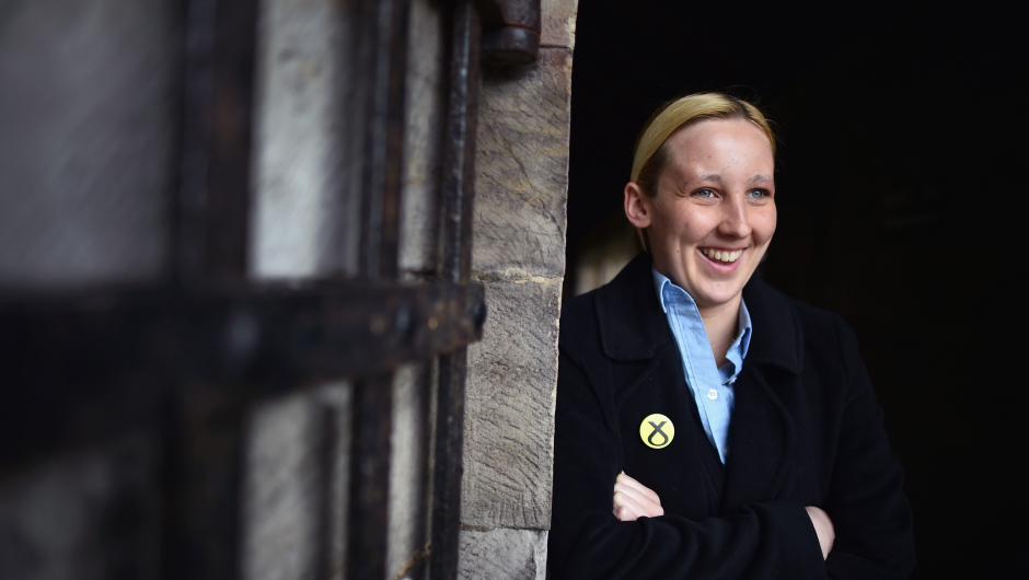 PAISLEY, SCOTLAND - APRIL 29:  Mhairi Black, the twenty year old SNP candidate is the youngest person standing in the General Election she is going head to head with Labours Douglas Alexander in Paisley and Renfrewshire South on April 29, 2015 in Paisley, Scotland. According to recent polls she there is a strong possibility that she is about to take the seat from Douglas Alexander in what should be one of Labours safest constituencies.  (Photo by Jeff J Mitchell/Getty Images)