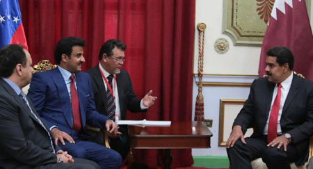 El presidente de la República, Nicolás Maduro, sostuvo este viernes una reunión con el Emir de Catar, Tamim bin Hamad Al Thani, en el Palacio de Miraflores.