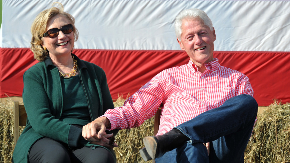 INDIANOLA, IA - SEPTEMBER 14:  Former President Bill Clinton and his wife former Secretary of State Hillary Rodham Clinton attend the 37th Harkin Steak Fry, September 14, 2014 in Indianola, Iowa. This is the last year for the high-profile political event as Sen. Tom Harkin (D-IA) plans to retire.  (Photo by Steve Pope/Getty Images)