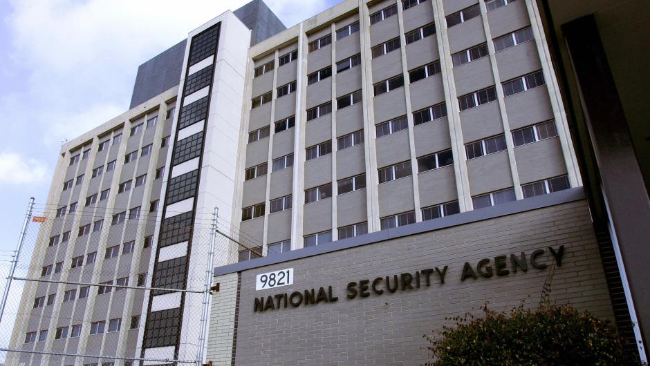 Fort Meade, UNITED STATES:  (FILES): This 25 January 2006 file photo shows the National Security Agency (NSA) in the Washington suburb of Fort Meade, Maryland, where US President George W. Bush delivered a speech behind closed doors and met with employees in advance of Senate hearings on the much-criticized domestic surveillance.   The US National Security Agency has assembled the world's largest database of telephone records tracking the phone calls of tens of millions of AT and T, Verizon and BellSouth customers, sources familiar with the program told USA Today.  In an article published 11 May 2006, the daily said the NSA launched the secret program in 2001, shortly after the 11 September 2001 attacks, to analyze calling patterns in a bid to detect terrorist activity. AFP PHOTO/FILES/Paul J. RICHARDS   (Photo credit should read PAUL J. RICHARDS/AFP/Getty Images)