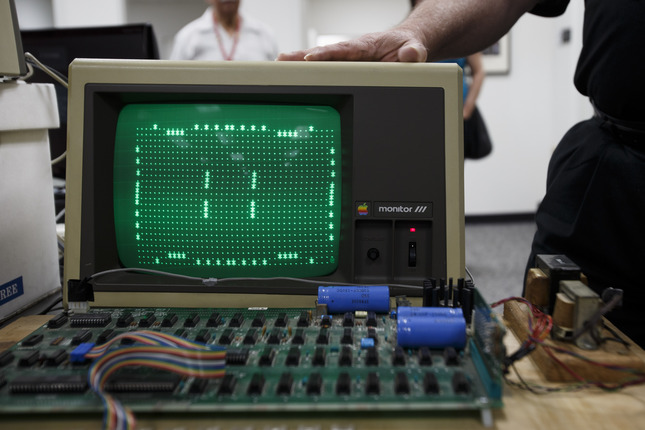 One of Apple 1 computers runs a program on June 18, 2013 at History San Jose. (Dai Sugano/Bay Area News Group)