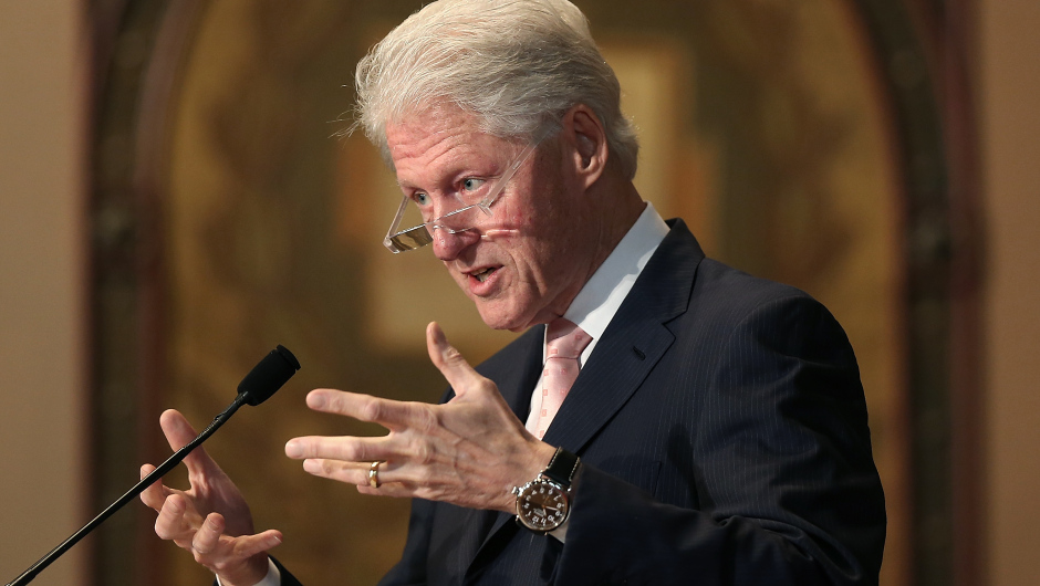 WASHINGTON, DC - APRIL 21:  Former U.S. President Bill Clinton speaks at Georgetown University April 21, 2015 in Washington, DC. Clinton delivered the third part of a four part series of lectures he is giving on the topic of "Purpose" - how a clear and inclusive sense of purpose can drive a life of service.  (Photo by Win McNamee/Getty Images)