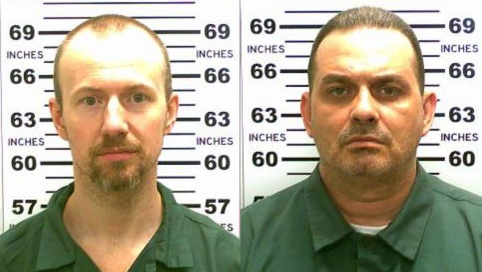 UNDATED:   In this handout from New York State Police, convicted murderers David Sweat (L) and Richard Matt are shown i n this composite image.  Matt, 48, and Sweat, 34, escaped from the maximum security prison June 6, 2015 using power tools and going through a manhole.  (Photo by New York State Police via Getty Images)
