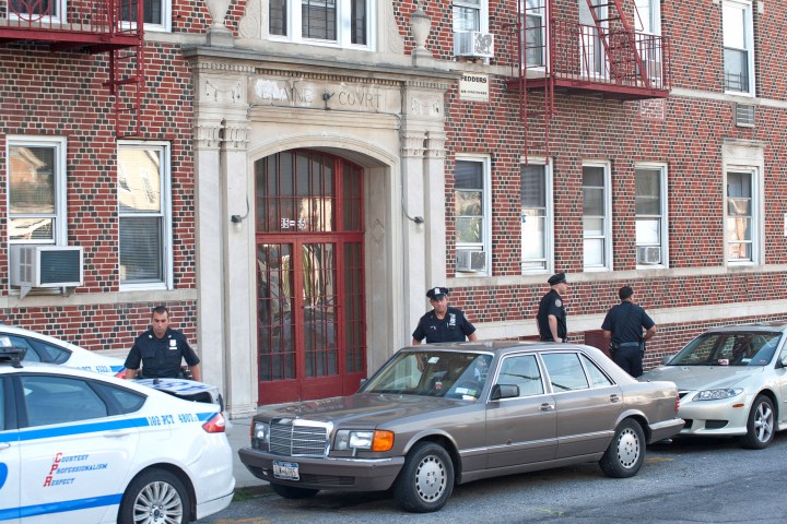 Sometime in the early morning a woman allegedly threw her one month old baby from the fourth floor window of apartment DD1 located at 85-55 115th Street. The woman was arrested in the apartment and removed to Jamaica for pysch evaluation.