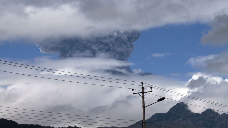 Ashes rise above Cotopaxi volcano in the Andes mountains about 50km south of Quito, Ecuador on August 14, 2015. The Cotopaxi reaches 5897m and is one of the highest volcanos.  AFP PHOTO / JUAN CEVALLOS        (Photo credit should read JUAN CEVALLOS/AFP/Getty Images)