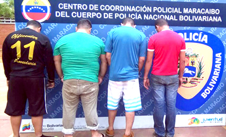 Los detenidos quedaron identificados como: Mervin Ernesto García Ibarra (31); Ricardo Ramiro Fuenmayor García (29); Rafael Antonio Ramírez Linares (24) y un ciudadano indocumentado