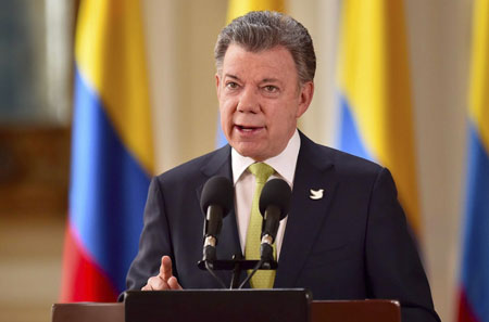 En la tarde de este lunes, Santos será el principal orador en un foro de académicos, políticos, diplomáticos y expertos con la exposición "Colombia hacia la Paz: Transformaciones y Desafíos".AFP / PRESIDENCIA DE COLOMBIA