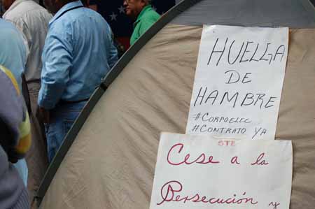 Un grupo de trabajadores de Corpoelec se encuentra en huelga de hambre desde hace seis días