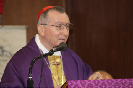 El cardenal Pietro Parolin durante su homilía, transmitió la bendición y los saludos del papa Francisco y recordó los años transcurridos en Venezuela como Nuncio Apostólico.