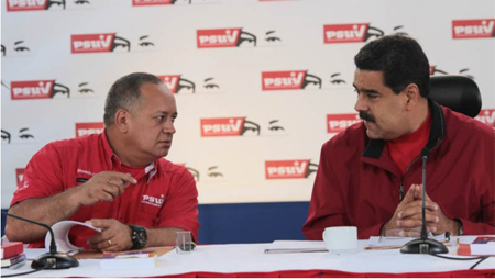 Nicolás Maduro y Diosdado Cabello, presidente y vicepresidente, respectivamente, del Partido Socialista Unido de Venezuela, PSUV.PRENSA PRESIDENCIAL
