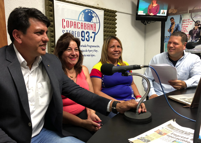 Legisladores mirandinos, Aurora Morales y Miguel Mora, y la edil Zulmy Orozco en entrevista con el periodista, Emilio Matarán
