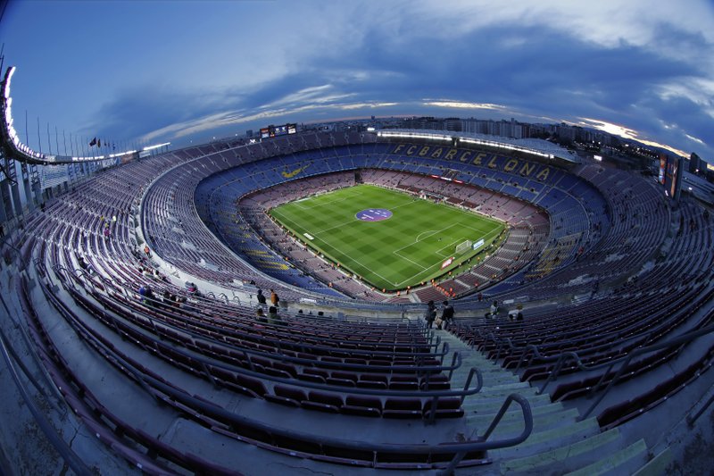 En esta foto del pasado jueves 30 de enero de 2020, el estadio Camp Nou del Barcelona previo a un partido contra Leganés por la Copa del Rey