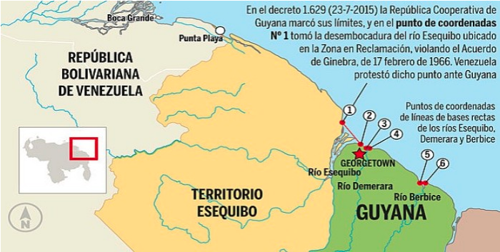 En todos los mapas venezolanos, la región aparece como una parte más del país bolivariano