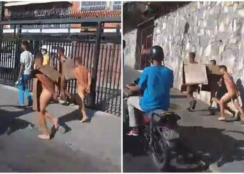 Los antisociales fueron desnudados y obligados a correr por la vía pública
FOTO VIDEO TWITTER