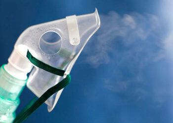 Oxygen inhalation mask for breathing medical treatment.