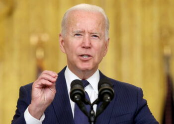 U.S. President Joe Biden delivers remarks about Afghanistan, from the East Room of the White House in Washington, U.S. August 26, 2021. REUTERS/Jonathan Ernst