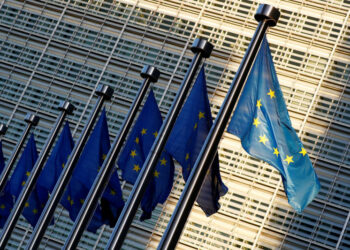 FILE PHOTO: European Union flags are seen outside the EU Commission headquarters in Brussels, Belgium November 14, 2018.  REUTERS/Francois Lenoir/File Photo