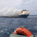 The ship, Felicity Ace, which was traveling from Emden, Germany, where Volkswagen has a factory, to Davisville, in the U.S. state of Rhode Island, burns more than 100 km from the Azores islands, Portugal, February 18, 2022. Portuguese Navy (Marinha Portuguesa)/Handout via REUTERS THIS IMAGE HAS BEEN SUPPLIED BY A THIRD PARTY.