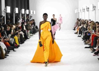 Models walk the runway during the Carolina Herrera Fall/Winter 2022 collection during New York Fashion Week on Monday, Feb. 14, 2022, in New York. (Photo by Evan Agostini/Invision/AP)