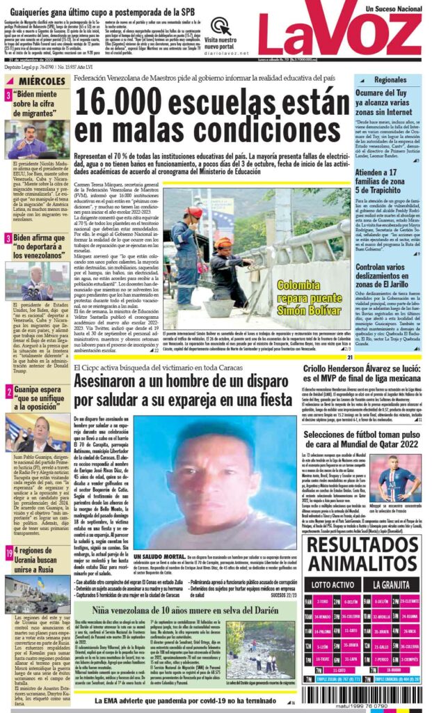 Portada La Voz 21/09/2022 - La Voz