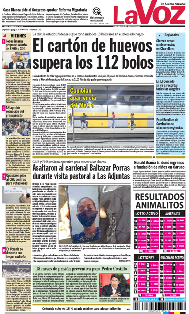 Portada La Voz 16/12/2022 - La Voz