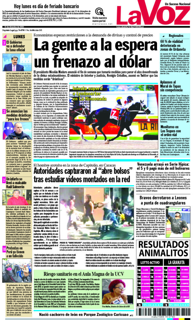 Portada La Voz 12/12/2022 - La Voz